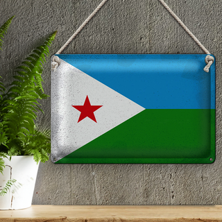 Blechschild Flagge Dschibuti 30x20cm Flag Djibouti Vintage