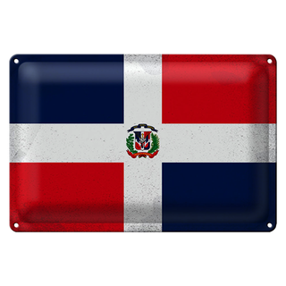 Blechschild Flagge Dominikanische Republik 30x20cm Vintage