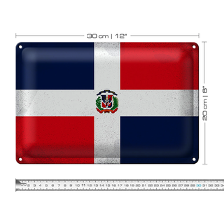 Blechschild Flagge Dominikanische Republik 30x20cm Vintage