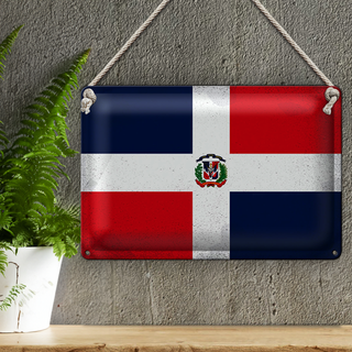 Blechschild Flagge Dominikanische Republik 30x20cm Vintage