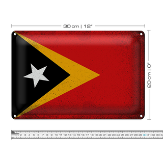 Blechschild Flagge Osttimor 30x20cm Flag East Timor Vintage