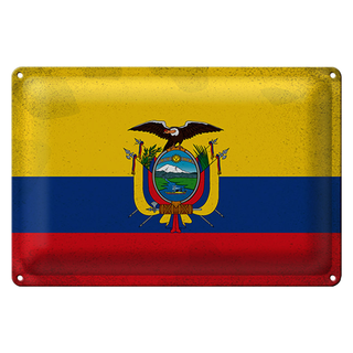 Blechschild Flagge Ecuador 30x20cm Flag of Ecuador Vintage