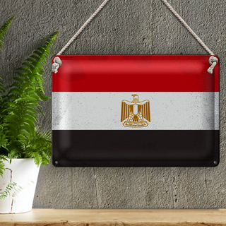 Blechschild Flagge Ägypten 30x20cm Flag of Egypt Vintage