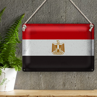Blechschild Flagge Ägypten 30x20cm Flag of Egypt Vintage