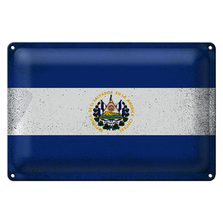 Blechschild Flagge El Salvador 30x20cm El Salvador Vintage