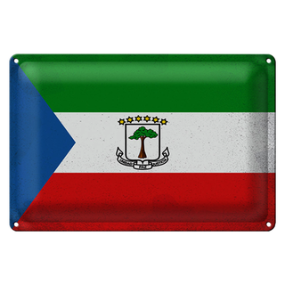 Blechschild Flagge Äquatorialguinea 30x20cm Flag Vintage