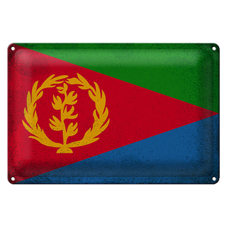 Blechschild Flagge Eritrea 30x20cm Flag of Eritrea Vintage