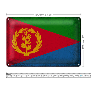 Blechschild Flagge Eritrea 30x20cm Flag of Eritrea Vintage