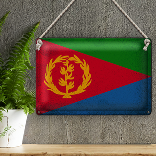 Blechschild Flagge Eritrea 30x20cm Flag of Eritrea Vintage