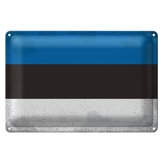Blechschild Flagge Estland 30x20cm Flag of Estonia Vintage