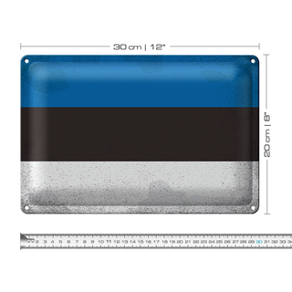 Blechschild Flagge Estland 30x20cm Flag of Estonia Vintage