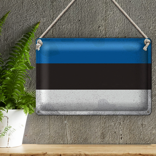 Blechschild Flagge Estland 30x20cm Flag of Estonia Vintage