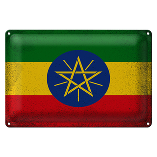 Blechschild Flagge Äthiopien 30x20cm Flag Ethiopia Vintage