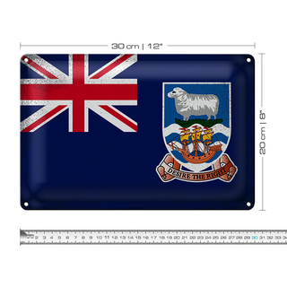 Blechschild Flagge Falklandinseln 30x20cm Flag Vintage