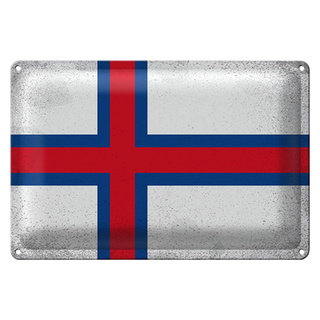 Blechschild Flagge Färöer 30x20cm Flag Faroe Islands Vintage