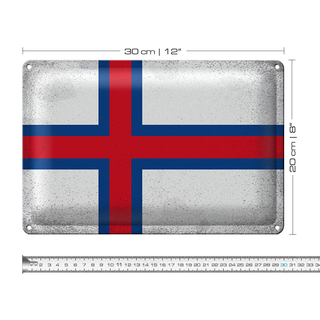 Blechschild Flagge Färöer 30x20cm Flag Faroe Islands Vintage