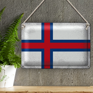 Blechschild Flagge Färöer 30x20cm Flag Faroe Islands Vintage