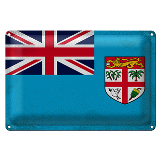 Blechschild Flagge Fidschi 30x20cm Flag of Fiji Vintage