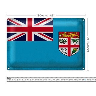 Blechschild Flagge Fidschi 30x20cm Flag of Fiji Vintage