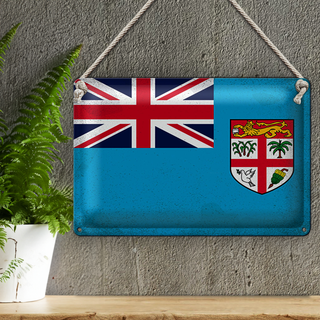 Blechschild Flagge Fidschi 30x20cm Flag of Fiji Vintage