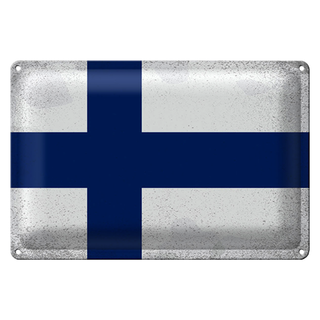 Blechschild Flagge Finnland 30x20cm Flag of Finland Vintage