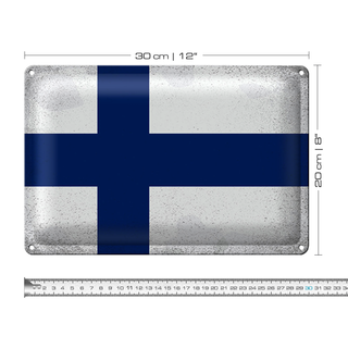 Blechschild Flagge Finnland 30x20cm Flag of Finland Vintage