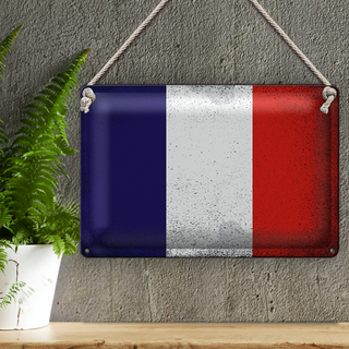 Blechschild Flagge Frankreich 30x20cm Flag France Vintage