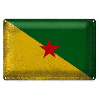 Blechschild Flagge Französisch-Guayana 30x20cm Flag Vintage