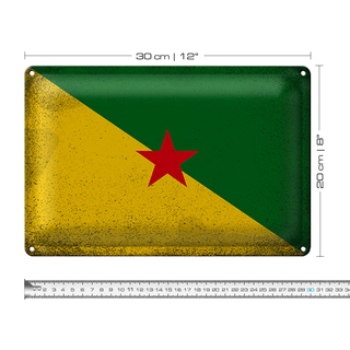 Blechschild Flagge Französisch-Guayana 30x20cm Flag Vintage