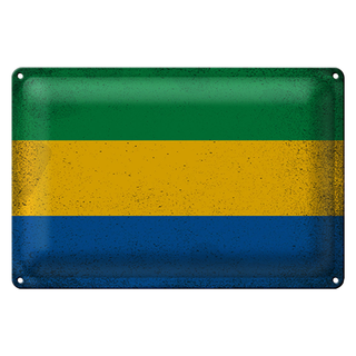 Blechschild Flagge Gabun 30x20cm Flag of Gabon Vintage