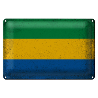 Blechschild Flagge Gabun 30x20cm Flag of Gabon Vintage