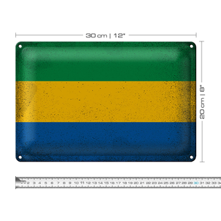 Blechschild Flagge Gabun 30x20cm Flag of Gabon Vintage