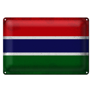 Blechschild Flagge Gambia 30x20cm Flag of Gambia Vintage