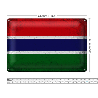 Blechschild Flagge Gambia 30x20cm Flag of Gambia Vintage