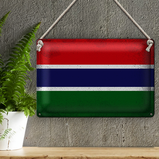 Blechschild Flagge Gambia 30x20cm Flag of Gambia Vintage