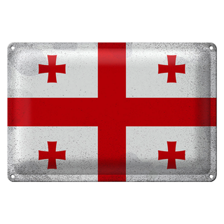 Blechschild Flagge Georgien 30x20cm Flag of Georgia Vintage