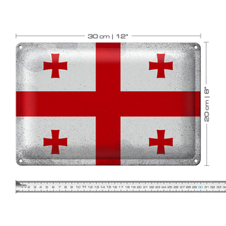 Blechschild Flagge Georgien 30x20cm Flag of Georgia Vintage