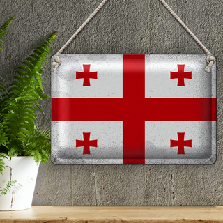 Blechschild Flagge Georgien 30x20cm Flag of Georgia Vintage