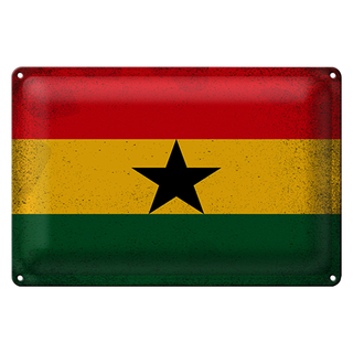 Blechschild Flagge Ghana 30x20cm Flag of Ghana Vintage