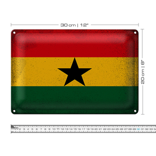 Blechschild Flagge Ghana 30x20cm Flag of Ghana Vintage