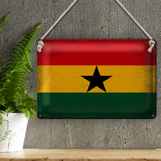 Blechschild Flagge Ghana 30x20cm Flag of Ghana Vintage