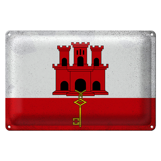 Blechschild Flagge Gibraltar 30x20cm Flag Gibraltar Vintage