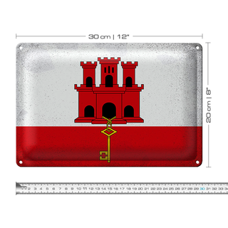 Blechschild Flagge Gibraltar 30x20cm Flag Gibraltar Vintage