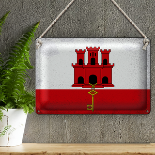 Blechschild Flagge Gibraltar 30x20cm Flag Gibraltar Vintage