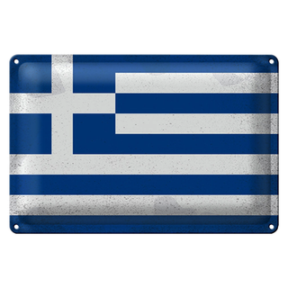 Blechschild Flagge Griechenland 30x20cm Flag Greece Vintage