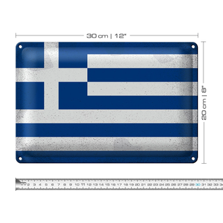 Blechschild Flagge Griechenland 30x20cm Flag Greece Vintage