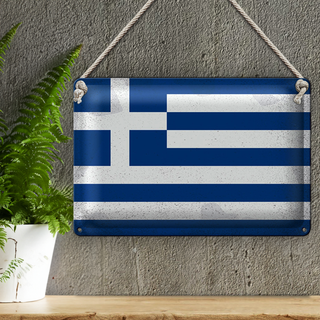 Blechschild Flagge Griechenland 30x20cm Flag Greece Vintage