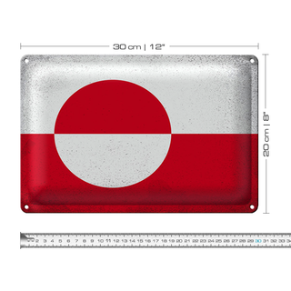 Blechschild Flagge Grönland 30x20cm Flag Greenland Vintage