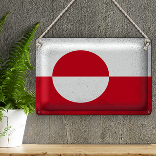 Blechschild Flagge Grönland 30x20cm Flag Greenland Vintage