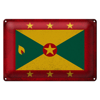Blechschild Flagge Grenada 30x20cm Flag of Grenada Vintage